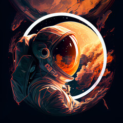 Wall Mural - Astronaut in space background. Illustration AI Generative