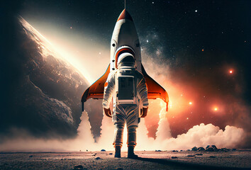Wall Mural - Astronaut in space background. Illustration AI Generative