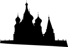 Silhouette Saint Basil's Cathedral In Moscow On A White Background