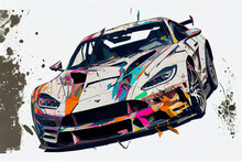 Creative AI Artwork Of A Sports Car Wallpaper Design