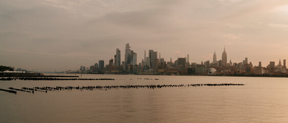 Wall Mural - sunset over the harbor New York City  