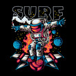 astronaut surf streetwear t-shirt design