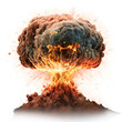 Explosion PNG. Realistic fiery explosion. Large fireball with black smoke on transparent background.