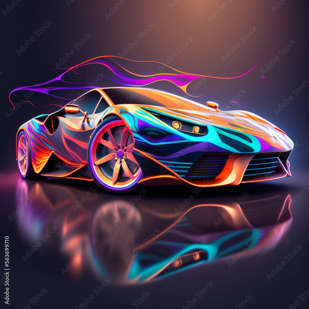 Hyper Realistic Stylized Cool Car Super Resolution with Cinematic Color Grading, Depth of Field, and Volumetric Lighting, Generative AI