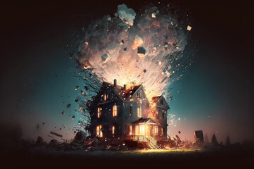 exploding house