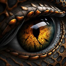 Dragon Reptile Eye Closeup. Generative AI