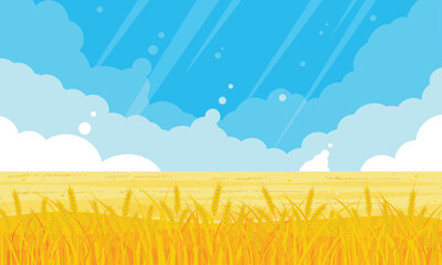 Wall Mural - Wheat field. Ears of yellow wheat. Harvest of ripe wheat. Rural landscape.