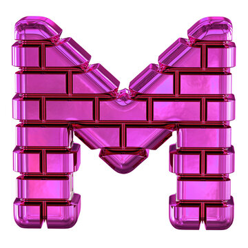 Symbol made from purple bricks. letter m