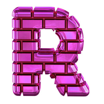 Symbol made from purple bricks. letter r