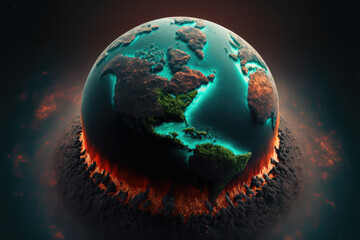 illustration of armageddon on dead planet earth - end of the world
