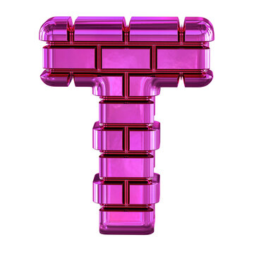 Symbol made from purple bricks. letter t