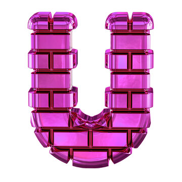 Symbol made from purple bricks. letter u