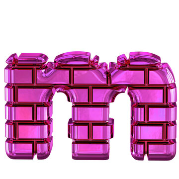Symbol made from purple bricks. letter m
