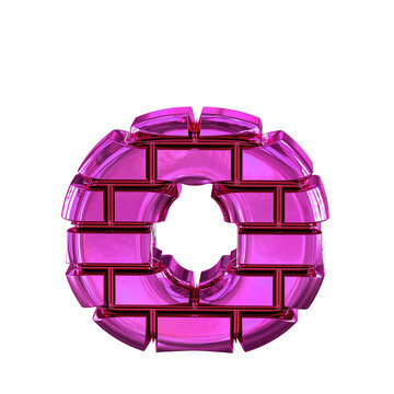 Symbol made from purple bricks. letter o