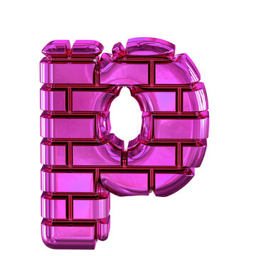 Symbol made from purple bricks. letter p
