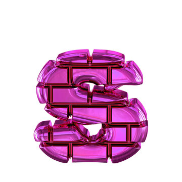 Symbol made from purple bricks. letter s