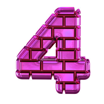 Symbol made from purple bricks. number 4