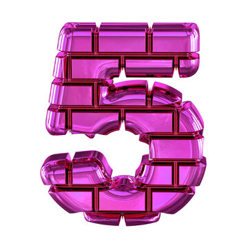 Symbol made from purple bricks. number 5