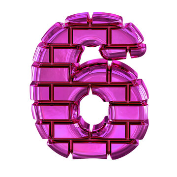 Symbol made from purple bricks. number 6