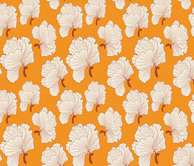 Naklejka na meble Beautiful flowers vector repeat pattern with deep yellow color background