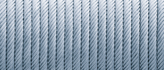 Poster - Texture of heavy duty new steel cable, steel wire rope, steel sling. Use for industrial or metal construction concept background
