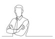 © OneLineStock - continuous line drawing vector illustration with FULLY EDITABLE STROKE of  confident businessman