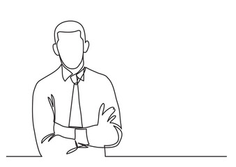 Poster - continuous line drawing vector illustration with fully editable stroke of businessman