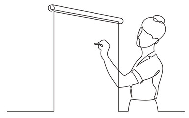 Wall Mural - continuous line drawing vector illustration with FULLY EDITABLE STROKE of  presenter drawing n presentation screen