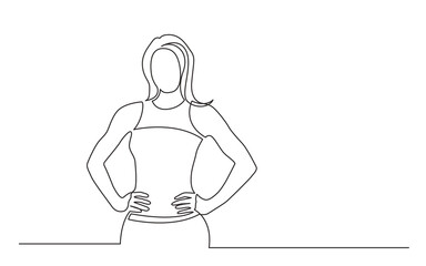Poster - continuous line drawing vector illustration with fully editable stroke of standing confident healthy