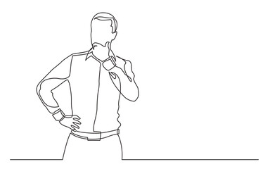 Poster - continuous line drawing vector illustration with FULLY EDITABLE STROKE of  standing man concerning