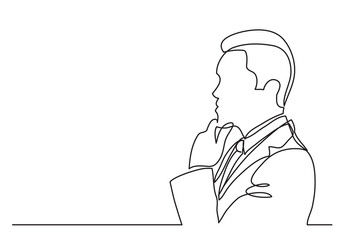 Poster - continuous line drawing vector illustration with fully editable stroke of thinking businessman