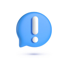 Aufkleber - Blue exclamation mark symbol. Attention sign 3d. 3d realistic design element. Concept graphic design element. Vector illustration