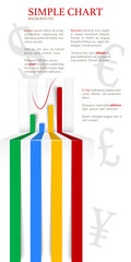 Wall Mural - Simple colourful vertical chart with grey currency symbols on white background