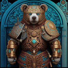 Wall Mural - bear with gold golden armor