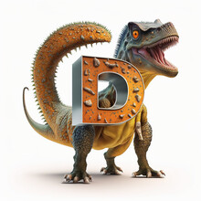 Dinosaur Toy Isolated With Letter D