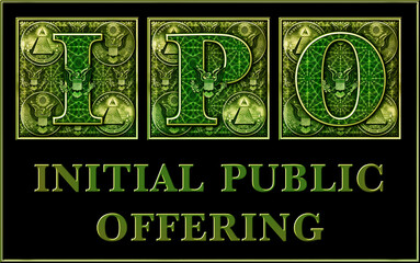 Wall Mural - IPO Initial Public Offering against q Black Background