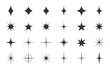 Star sparkle template shape stamp black silhouette set. Sticker stencil blank design handmade imprint sky night magic glow light cosmic glitter abstract decor constellation glitter isolated