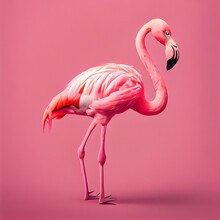 Pink Flamingo Close Up Portrait. Generative AI.