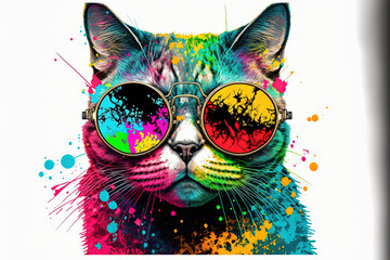 Sticker - colorful cat drawing