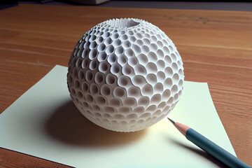 Use a pencil to draw a sphere with a porous surface.