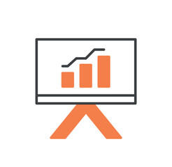 Poster - Slide with graph icon. Presentation and infographics, diagrams and charts and work with statistics. Income growth of company or organization and investments. Cartoon flat vector illustration