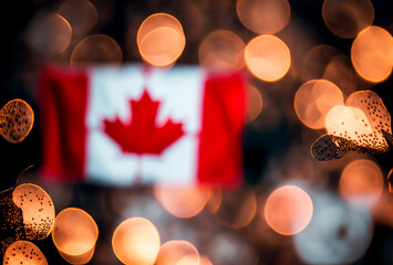 Wall Mural - canada Flag,  bokeh background, generative ai