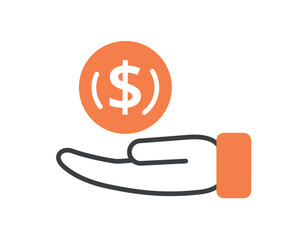 Poster - Hand with dollar icon. Financial literacy and passive income. Metaphor for development of company and organization, profits, income and earnings on Internet. Cartoon flat vector illustration