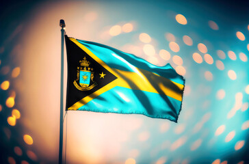 Wall Mural -  bahamas Flag,  bokeh background, generative ai