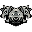 Three headed wolf mascot design