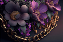Purple Flowers And Gold Chains