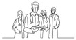 © OneLineStock - continuous line drawing vector illustration with FULLY EDITABLE STROKE - of first responders doctors in protective masks healthcare professionals