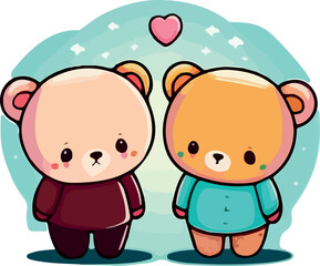 Sticker - Couple of loving bears