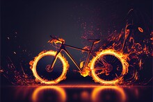 Sport. Burning Bicycle In Silhouettes On Balck   4.jpg