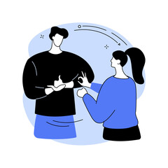 Poster - sign language conversation abstract concept vector illustration.